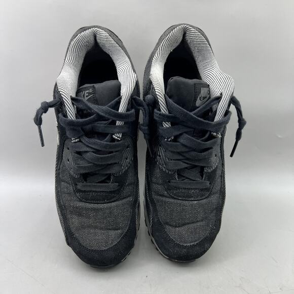 Nike Air Max 90 Premium Shoes Womens Size 8 Black Gray Casual Denim Low Sneakers - Picture 5 of 8